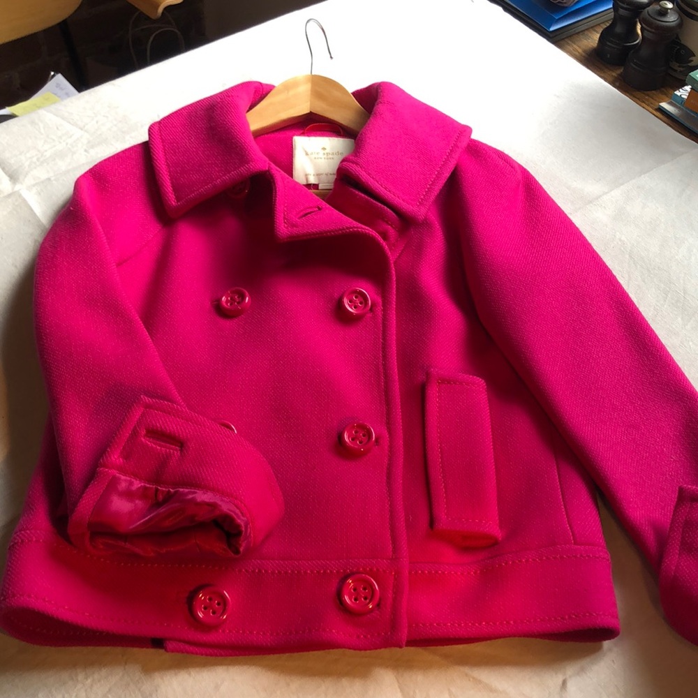 Kate Spade Wool jacket. Size 4/6 Color Fuchsia, white acetate lining.